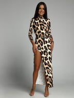 Maxi Sukienka z Printem w Lamparta