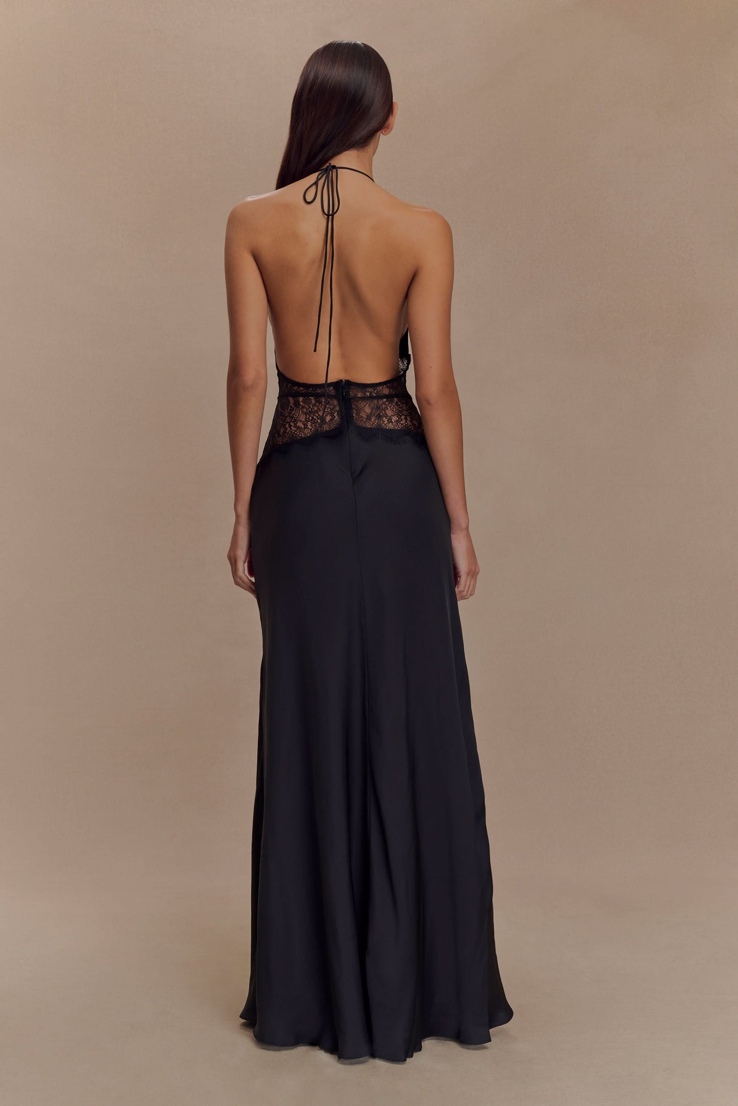 Women's Wedding Guest Lace Halter Maxi Dress