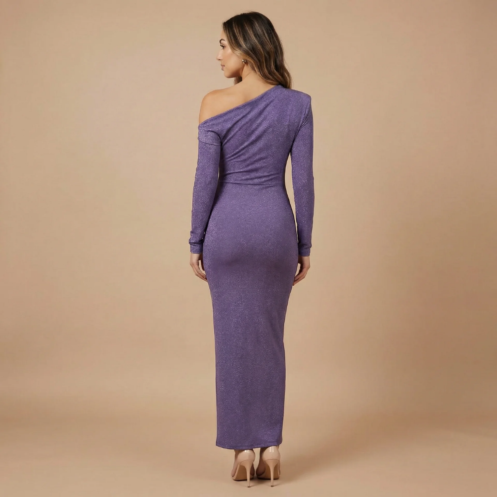 Women's Cocktail One Shoulder Long Sleeve Maxi Dress