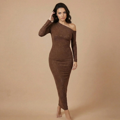 Women's Cocktail One Shoulder Long Sleeve Maxi Dress