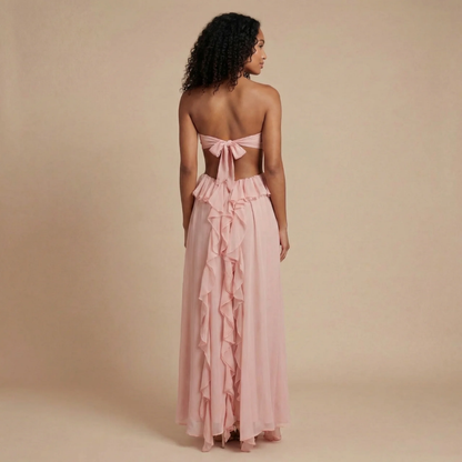 Women's Wedding Guest Ruffle Sweetheart Maxi Dress