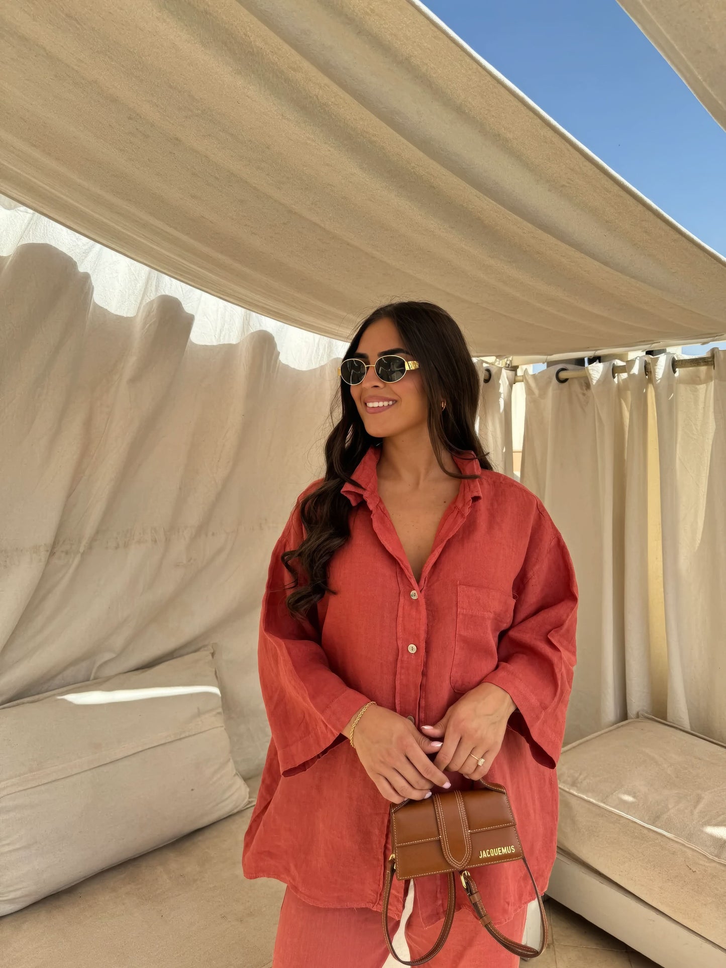 Women's Summer Oversized Button Down Shirt and Pants Set