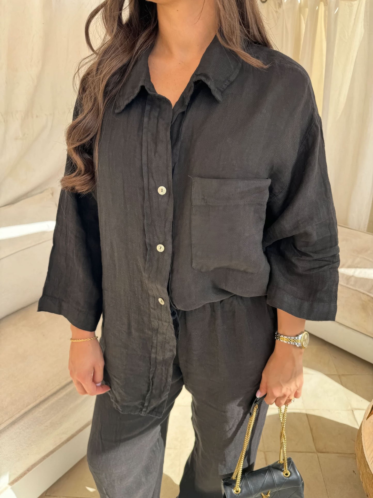 Women's Summer Oversized Button Down Shirt and Pants Set