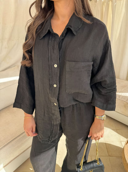 Women's Summer Oversized Button Down Shirt and Pants Set