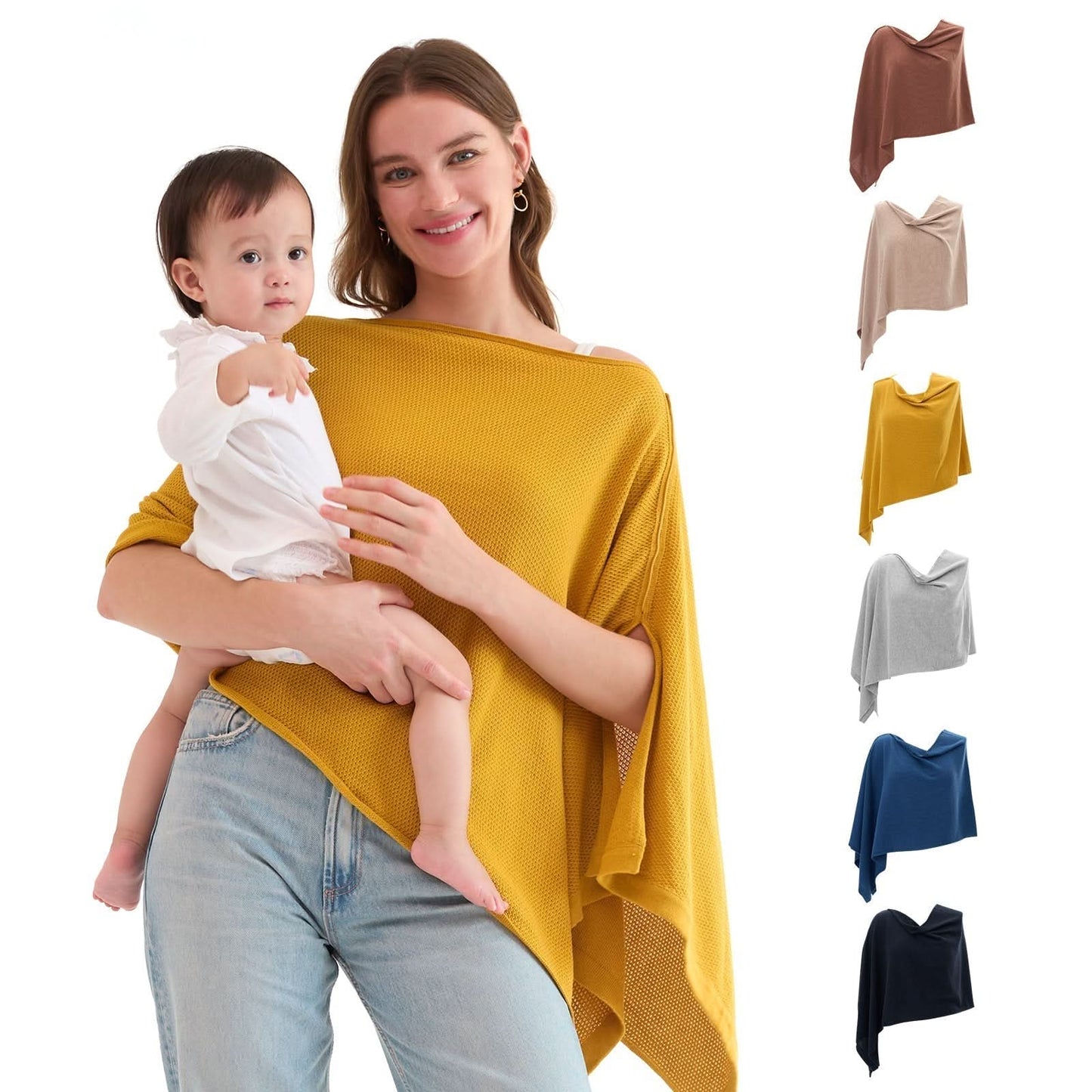 Women's Lightweight Knit Nursing Cover Poncho with Window