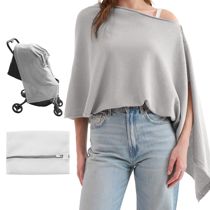 Women's Lightweight Knit Nursing Cover Poncho with Window
