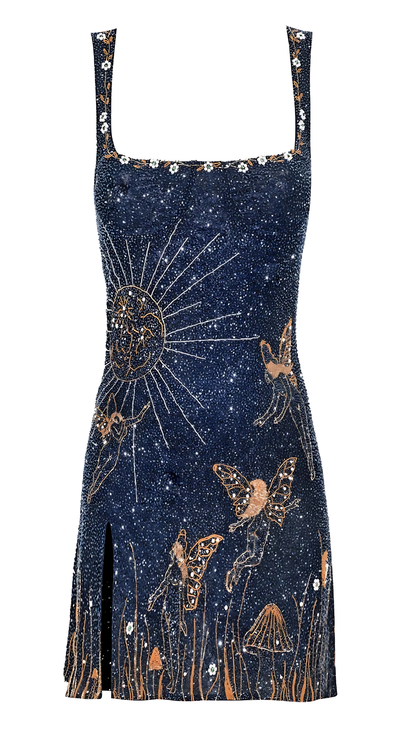 Women's Cocktail Mini Square Neck Embroidered Dress