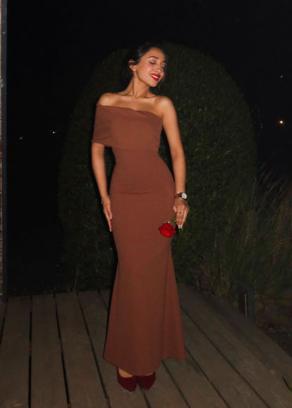 Women's Formal One Shoulder Maxi Bodycon Dress