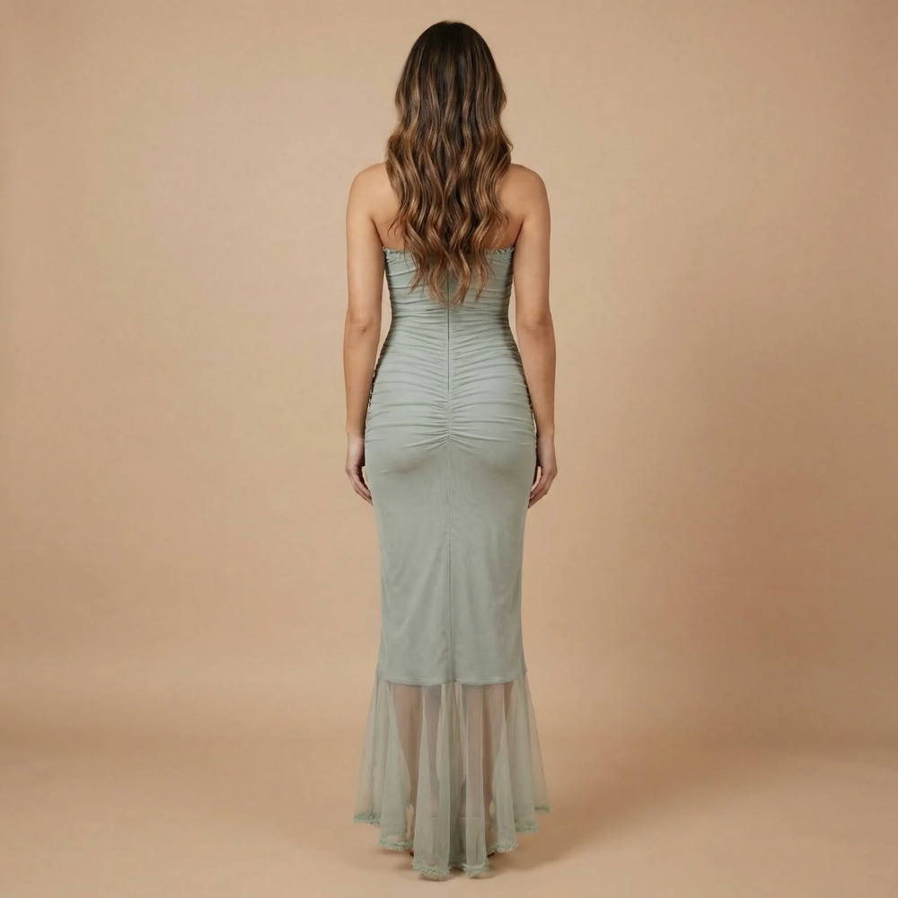 Women's Wedding Guest Ruched Cutout Maxi Dress