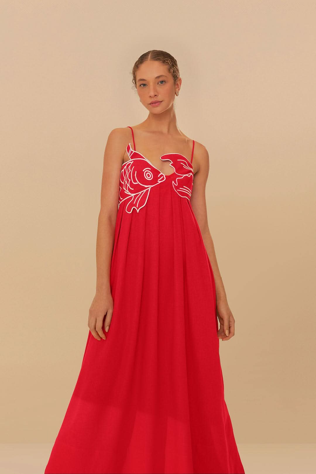 Women's Summer Fish Print Spaghetti Strap Maxi Dress
