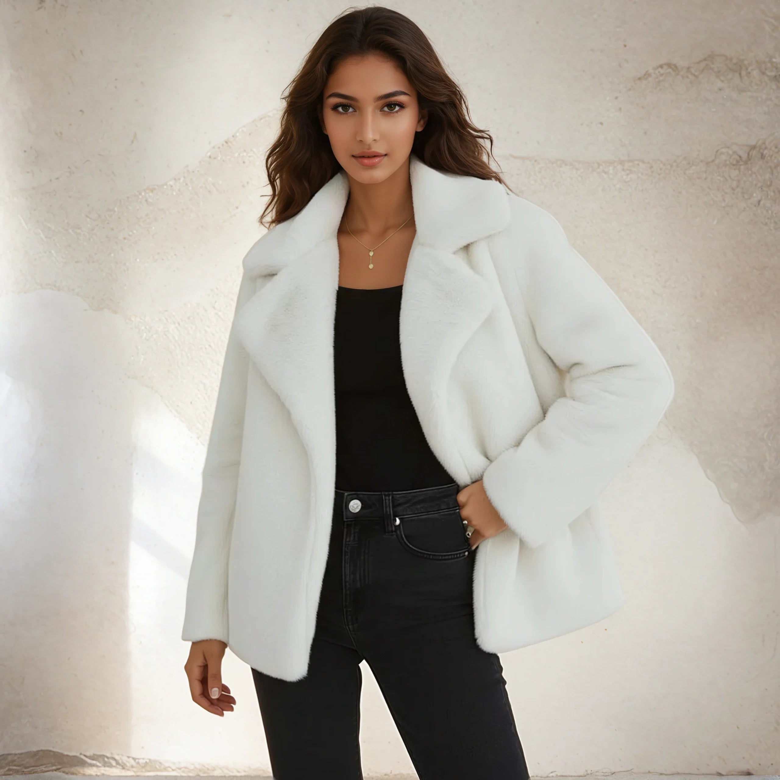 Zimowy Płaszcz z Sztucznego Futra