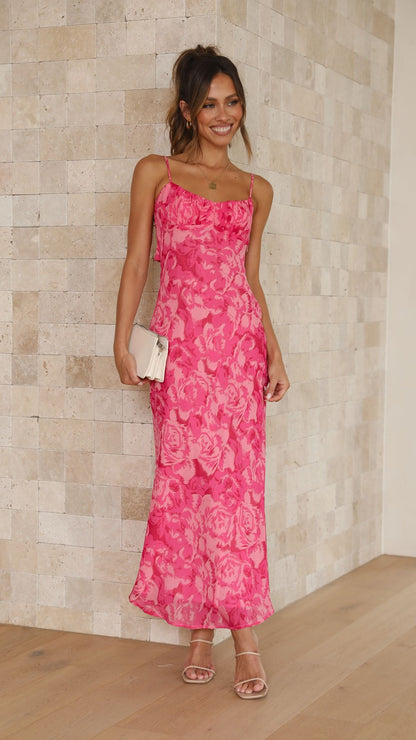 Women's Wedding Guest Floral Square Neck Midi Dress