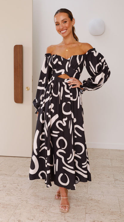 Women's Wedding Guest Off Shoulder Maxi Dress With Slit