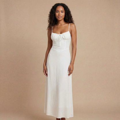 Women's Summer Tie Front Sweetheart Maxi Dress