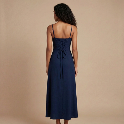 Women's Summer Tie Front Sweetheart Maxi Dress