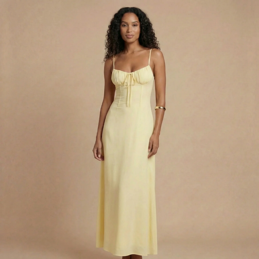 Women's Summer Tie Front Sweetheart Maxi Dress