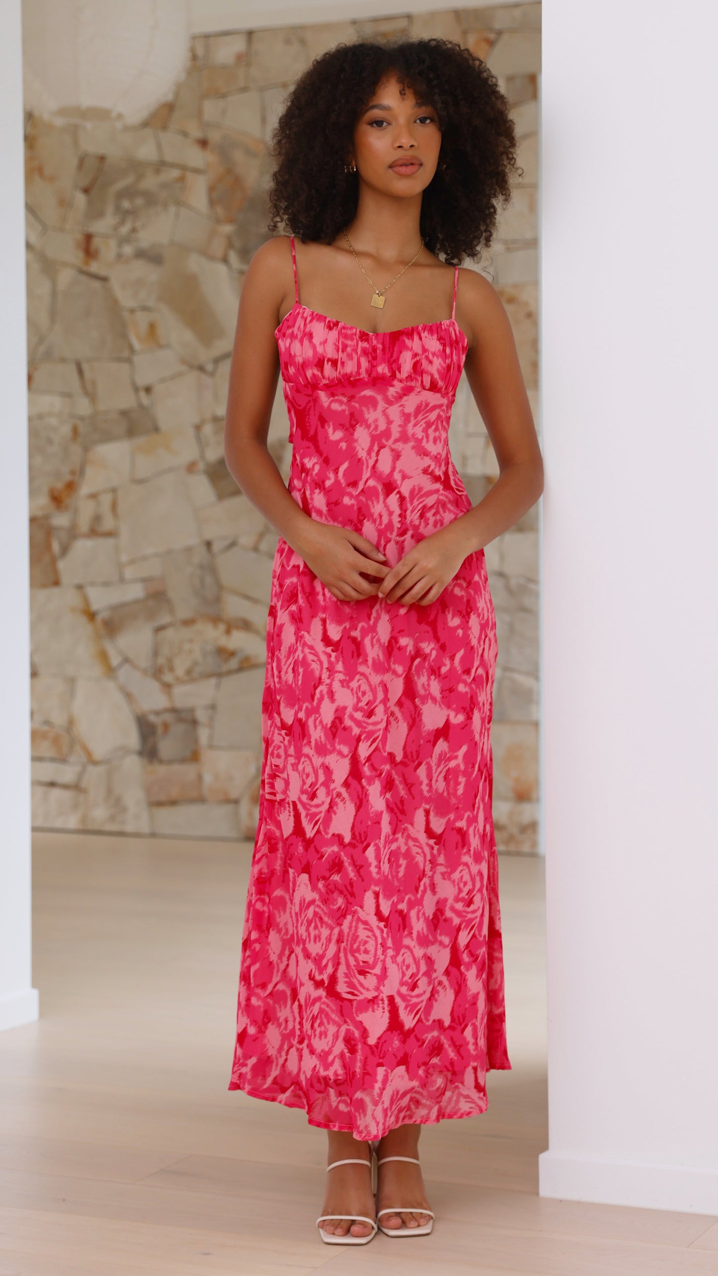 Women's Wedding Guest Floral Square Neck Midi Dress