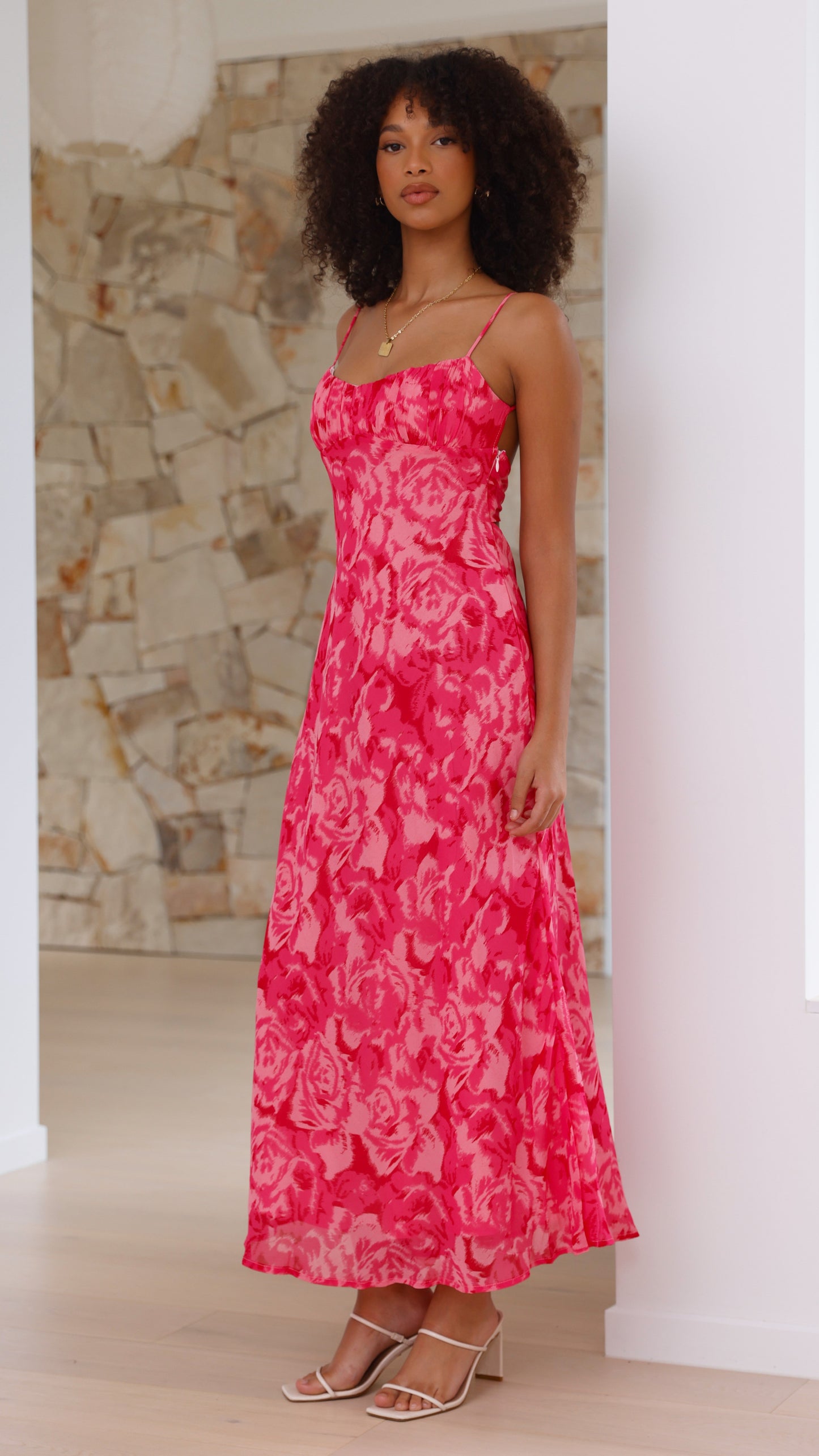Women's Wedding Guest Floral Square Neck Midi Dress
