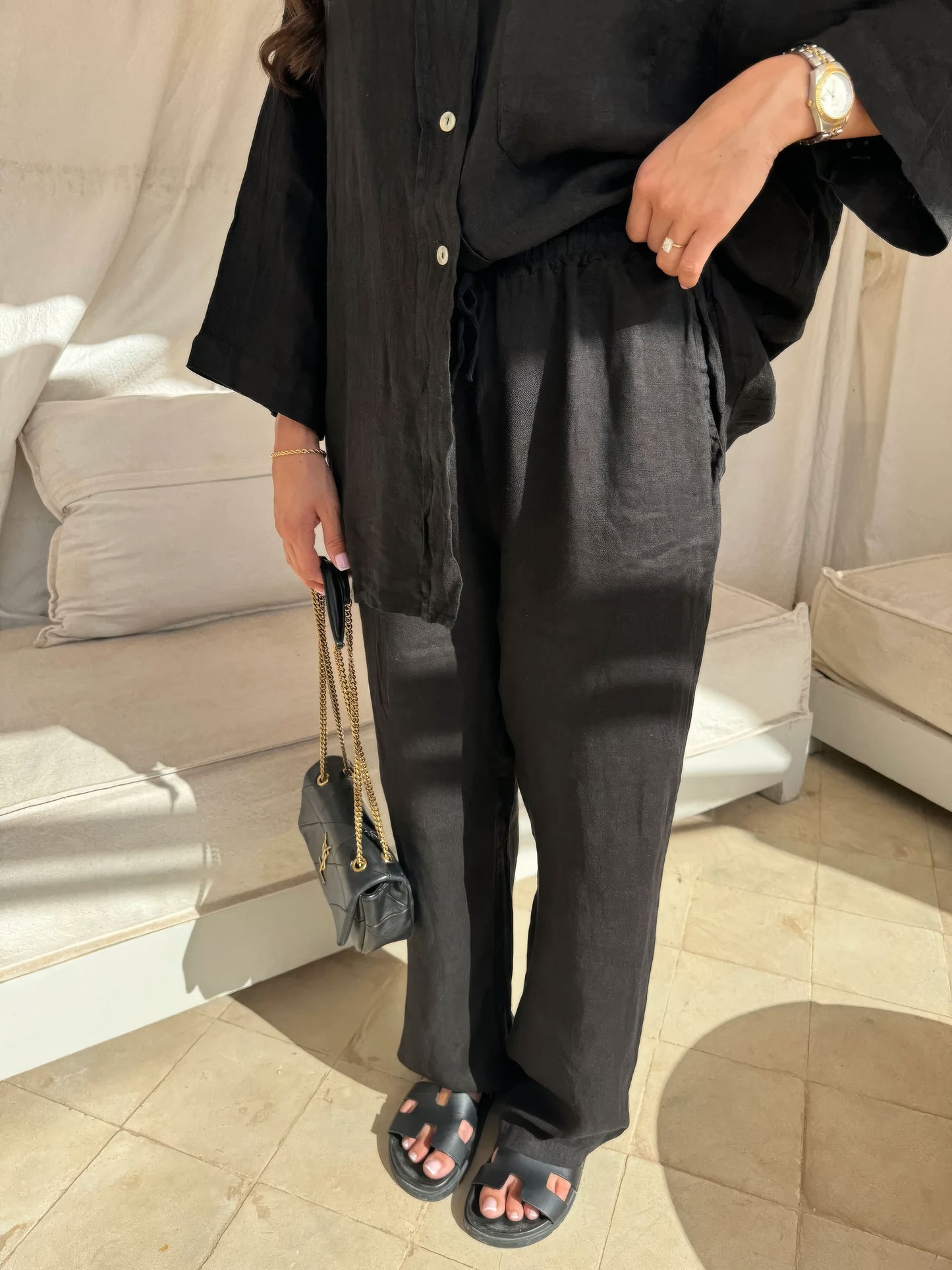 Women's Summer Oversized Button Down Shirt and Pants Set