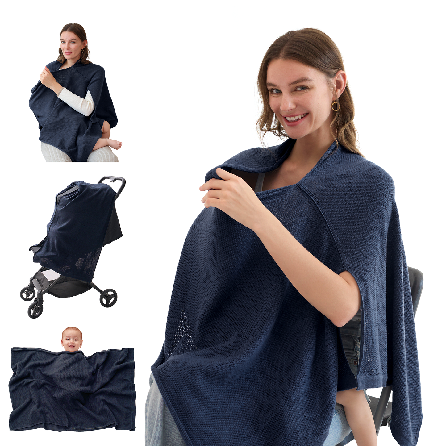 Women's Lightweight Knit Nursing Cover Poncho with Window
