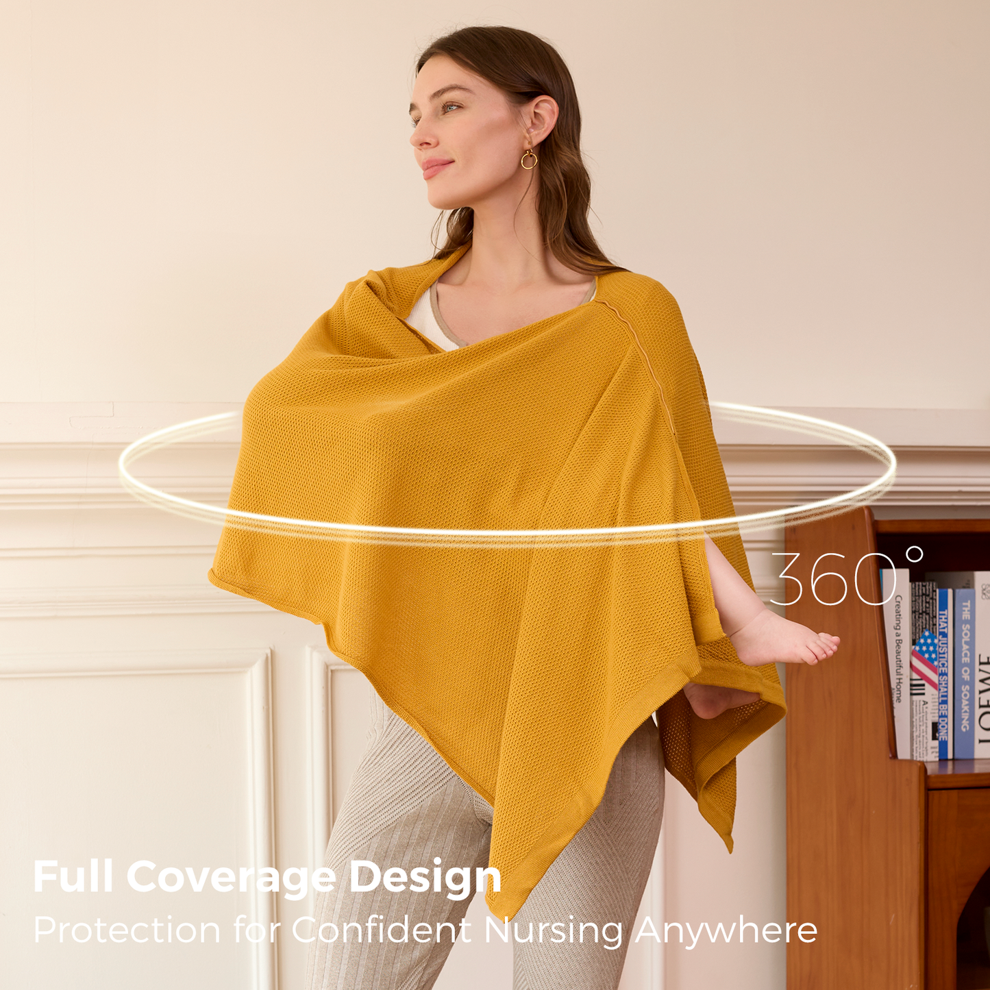 Women's Lightweight Knit Nursing Cover Poncho with Window