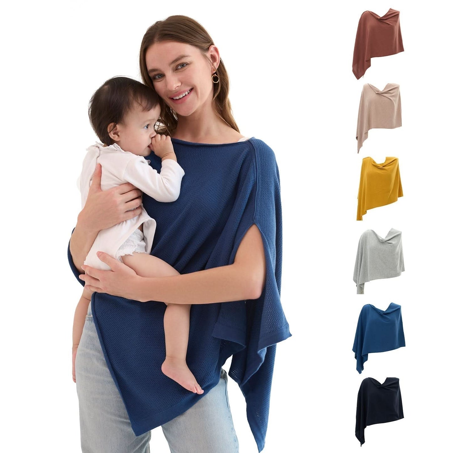 Women's Lightweight Knit Nursing Cover Poncho with Window