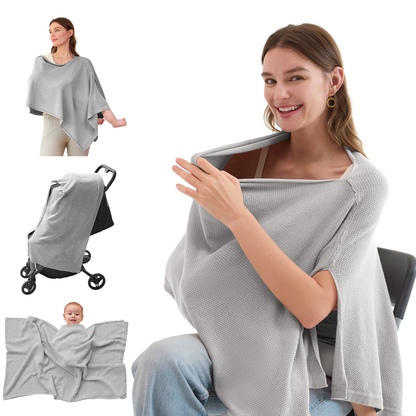 Women's Lightweight Knit Nursing Cover Poncho with Window