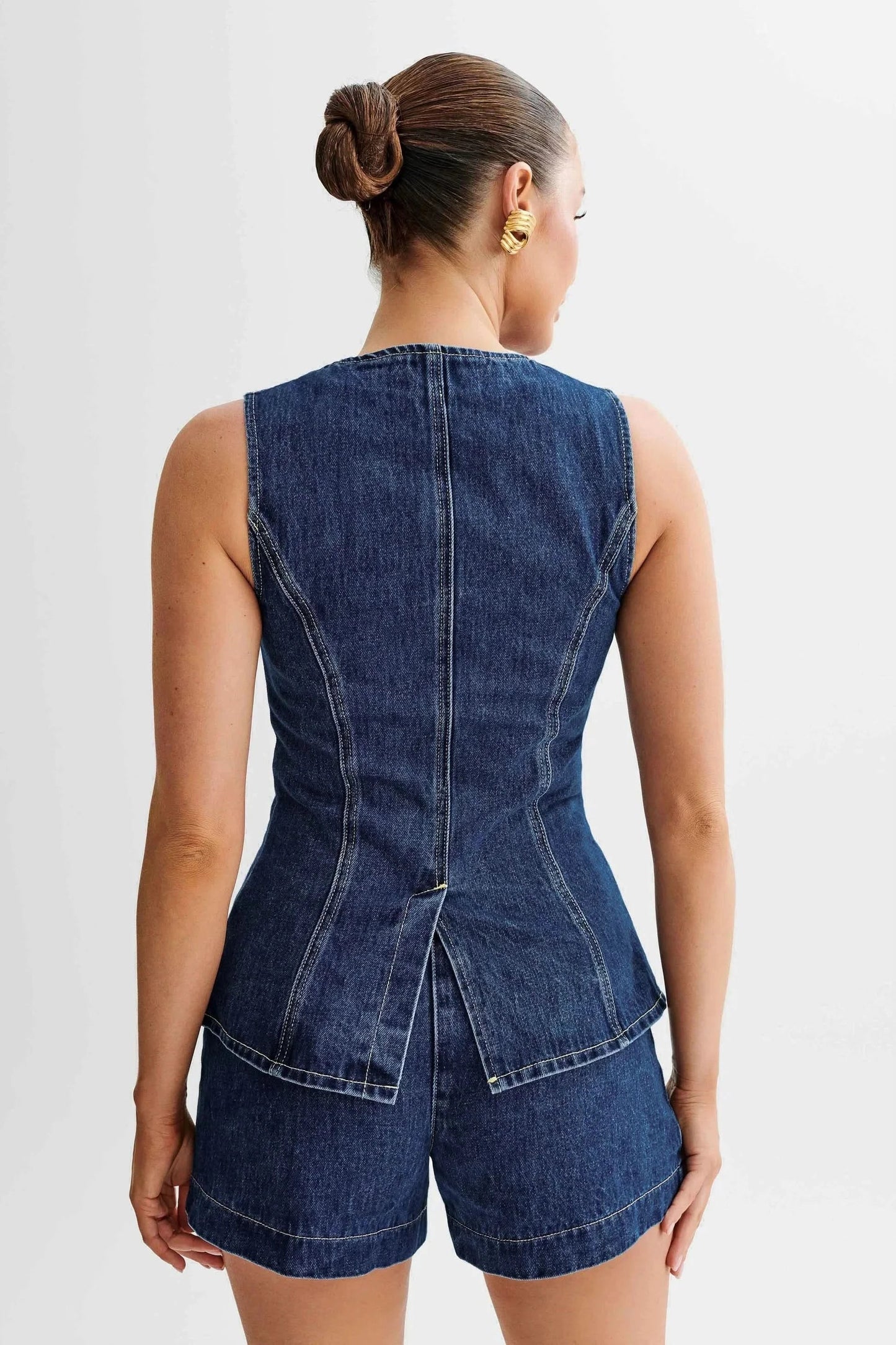 Women's Summer Sleeveless Denim Vest and Shorts Set