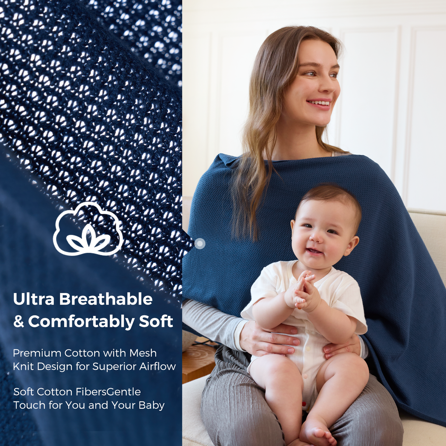Women's Lightweight Knit Nursing Cover Poncho with Window