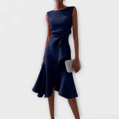 Women's Wedding Guest Sleeveless Asymmetric Midi Dress