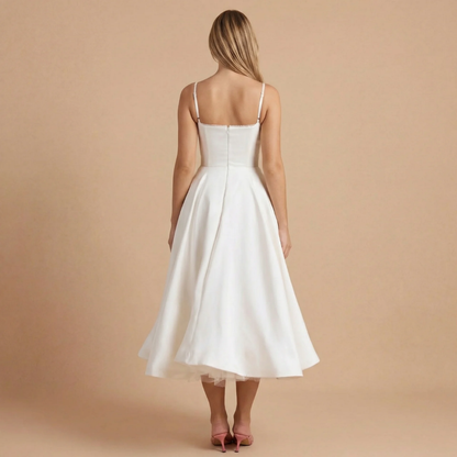 Women's Cocktail Sweetheart Neck Fit and Flare Midi Dress