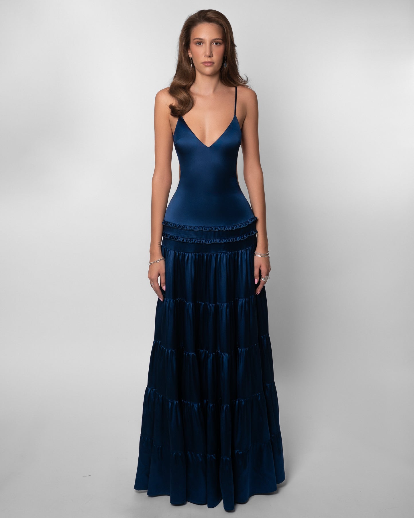 Women's Wedding Guest V Neck Cutout Maxi Dress