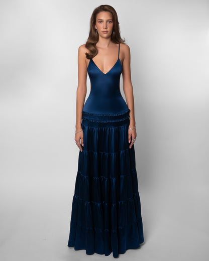 Women's Wedding Guest V Neck Cutout Maxi Dress