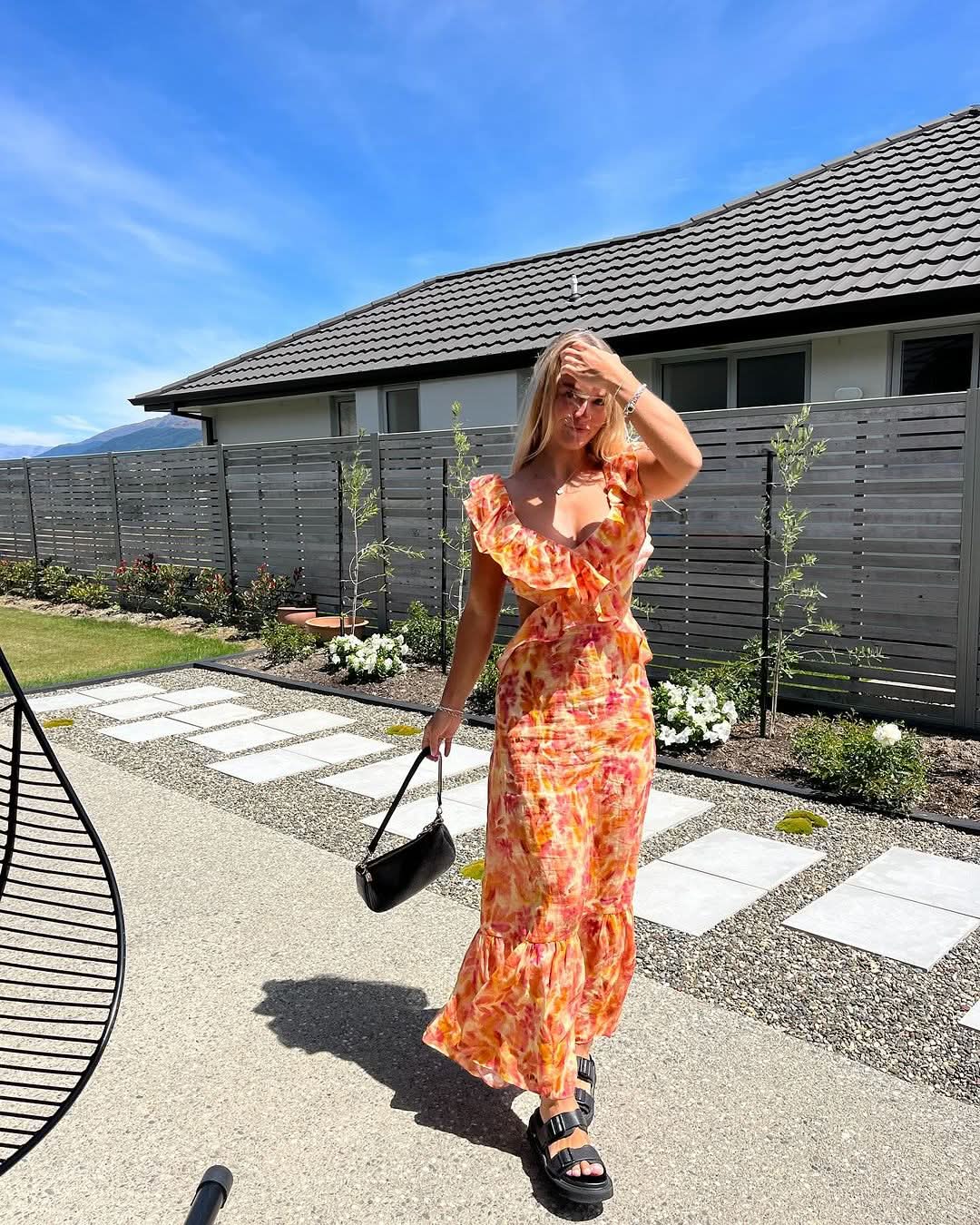Women's Wedding Guest Floral V Neck Maxi Dress