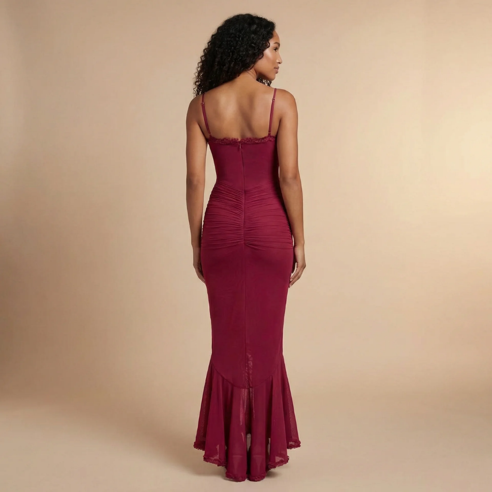 Women's Wedding Guest Ruched Sweetheart Maxi Dress