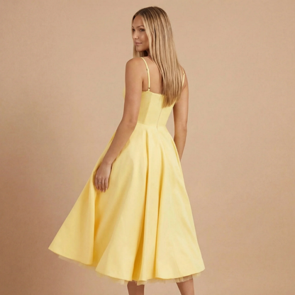 Women's Cocktail Sweetheart Neck Fit and Flare Midi Dress