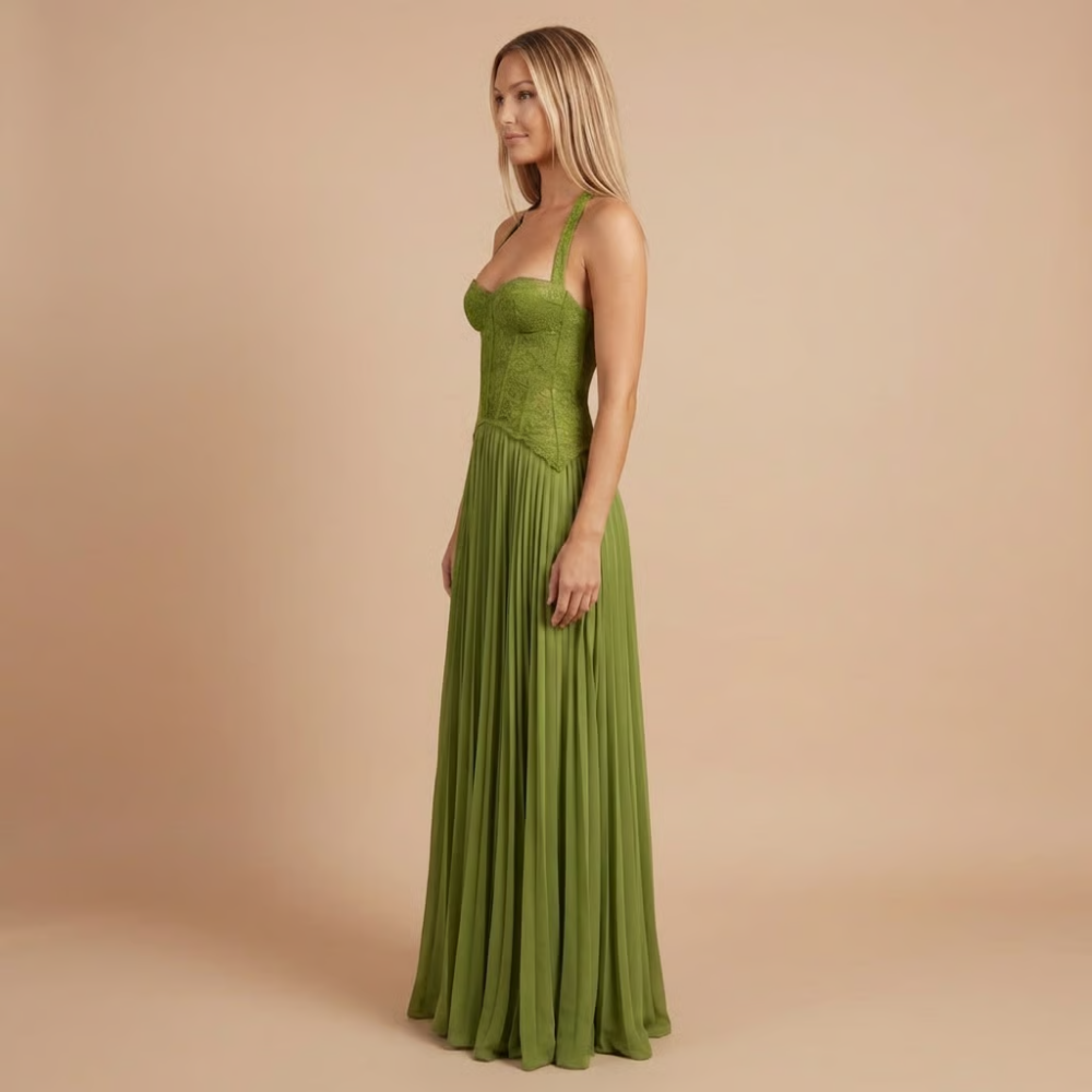 Women's Formal Sweetheart Pleated Maxi Dress