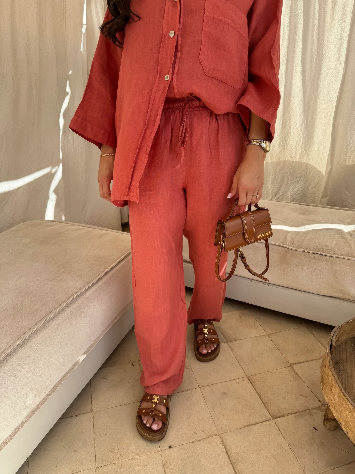Women's Summer Oversized Button Down Shirt and Pants Set