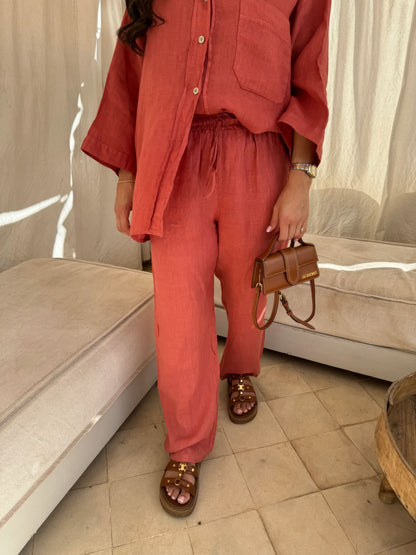 Women's Summer Oversized Button Down Shirt and Pants Set