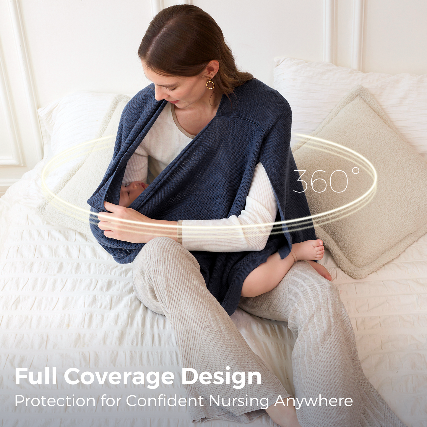 Women's Lightweight Knit Nursing Cover Poncho with Window