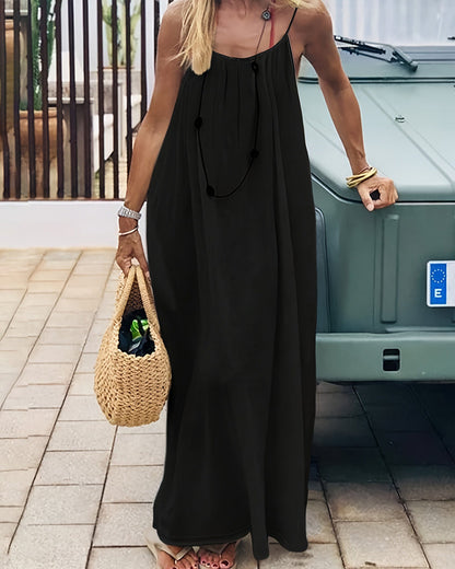 Women's Summer Backless V Neck Maxi Cami Dress