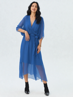 Elegancka sukienka midi z wiązaniem w talii