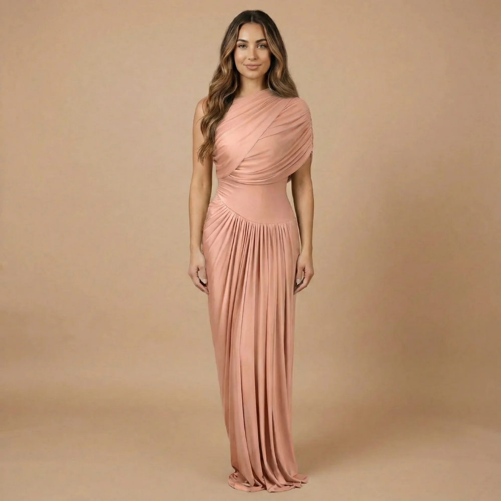 Women's Wedding Guest One Shoulder Maxi Dress