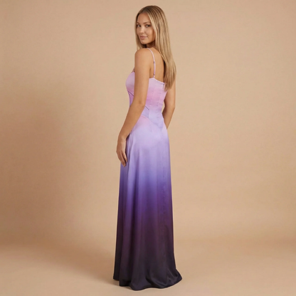 Women's Wedding Guest Satin Square Neck Maxi Dress