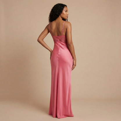 Women's Wedding Guest Halter V Neck Maxi Dress