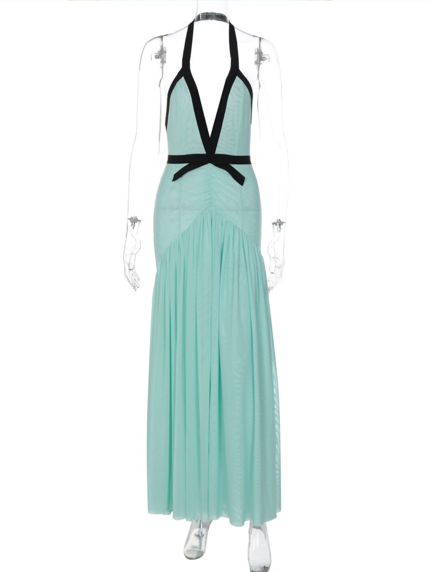 Women's Wedding Guest Halter Maxi Dress with Open Back