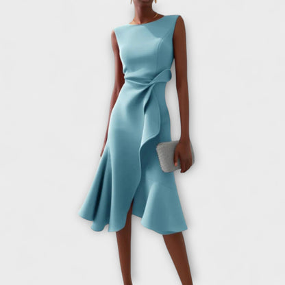 Women's Wedding Guest Sleeveless Asymmetric Midi Dress