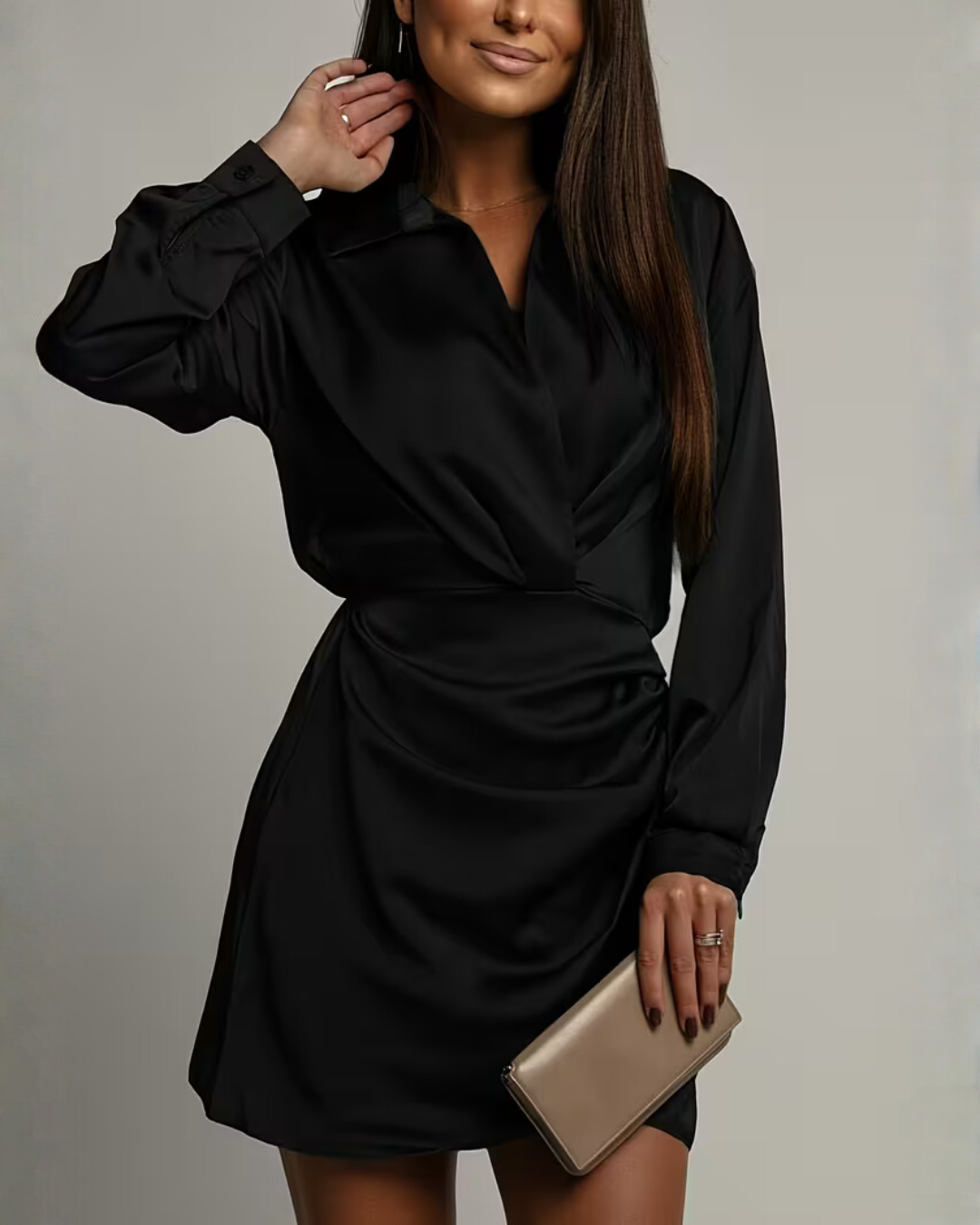 Women's Cocktail Long Sleeve Wrap Mini Dress