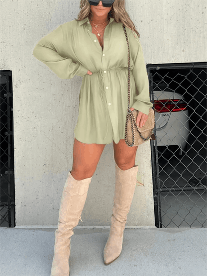 Women's Long Sleeve Button Front Shirt Romper