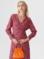 Elegancka Sukienka Midi z Wzorem